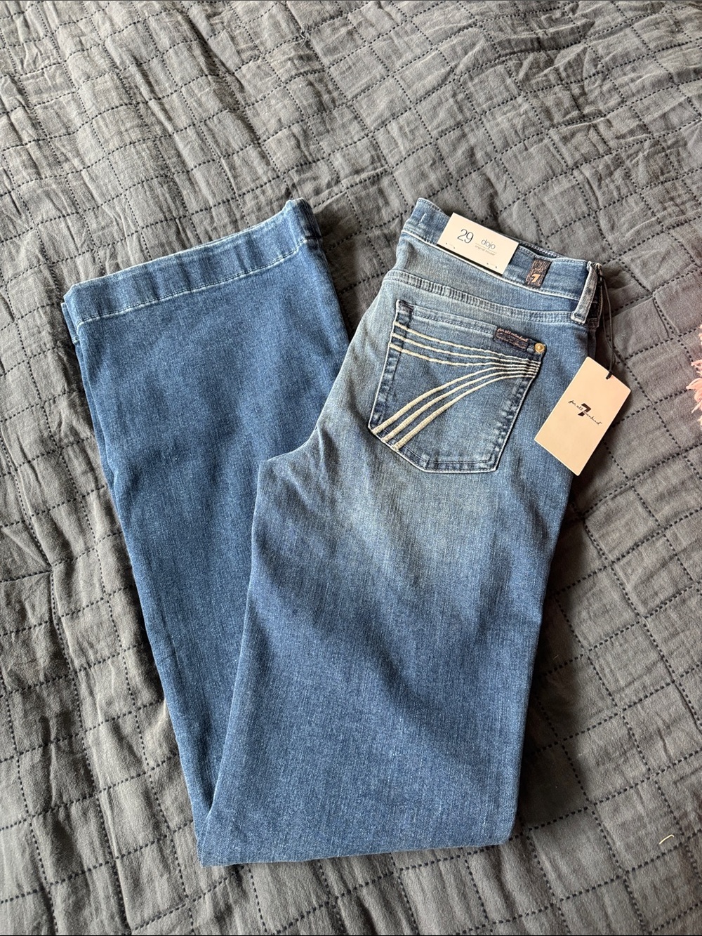 7 For All Mankind Women's Straight Leg Jeans - Medium Blue Wash